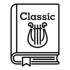 Classic literary book icon. Outline classic literary book vector icon for web design isolated on white background