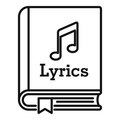 Lyrics book icon. Outline lyrics book vector icon for web design isolated on white background