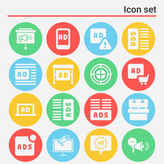 16 pack of targeting  filled web icons set