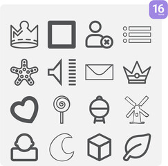 Simple set of elaborated related filled icons.