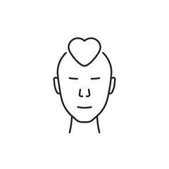 linear human face with simple heart