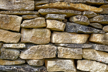 Dry stone wall built with Cotswold stone