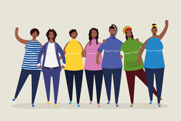 Fototapeta premium group of afro women characters