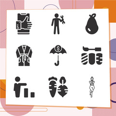 Simple set of 9 icons related to care