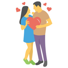 
Couples together with little hearts, first love icon
