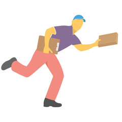 
Human avatar with cardboard, delivery box icon
