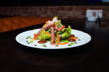 salad with jamon