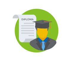 
Human avatar with certificate showing the icon of graduate person 
