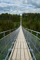Geierlay is a suspension bridge in the low mountain range of the Hunsrück in western Germany. 