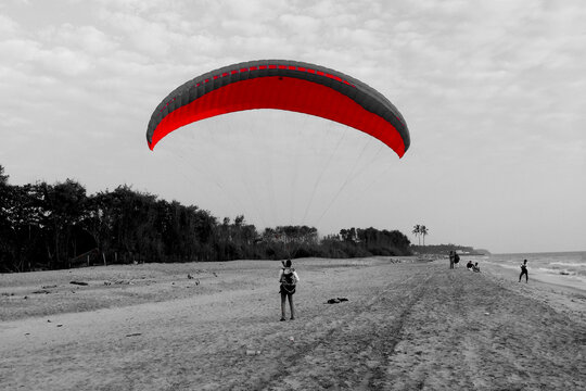paragliding on the beach