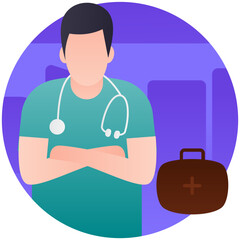 
Person having stethoscope and clipboard depicting medical person 
