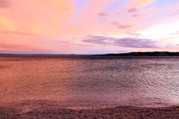 pink sundown in Baska Voda,  Brela, Croatia