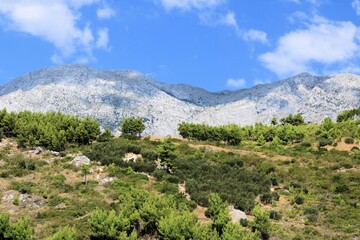 Fototapeta na wymiar Biokovo mountains near Baska Voda and Brela, Croatia