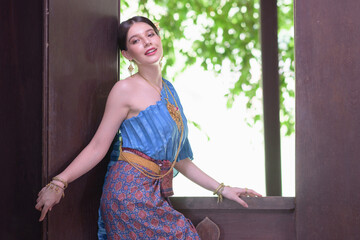 Portrait Thai model in Thai period costume