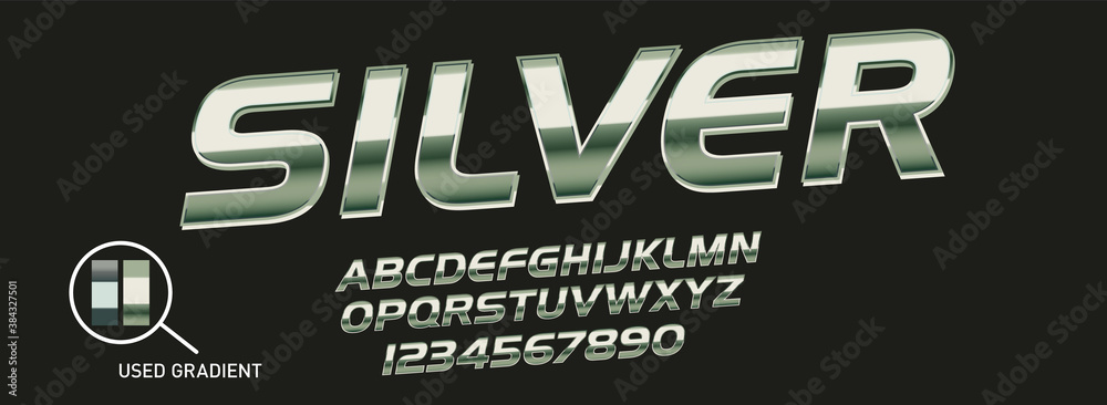 Fototapete metallic gradient font. metal gradient. silver text. gold surface. chrome effect. metallic lettering