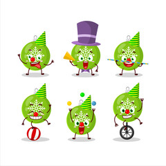 Cartoon character of christmas ball green with various circus shows