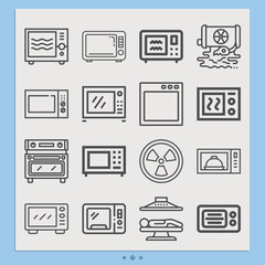 Simple set of electromagnetic wave related lineal icons.