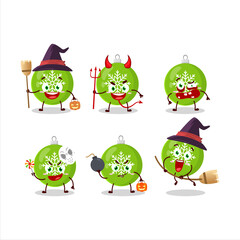 Halloween expression emoticons with cartoon character of christmas ball green