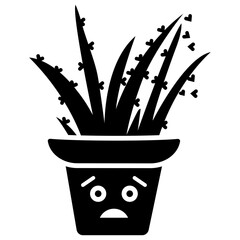 
A cactus emoticon with astonished face 
