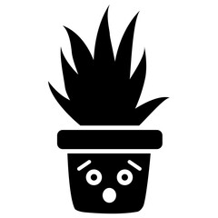 
A cactus emoticon with astonished face 
