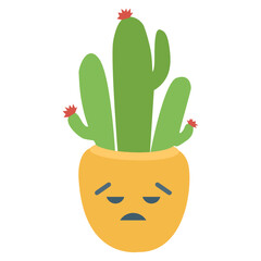 
A cactus emoticon with astonished face 
