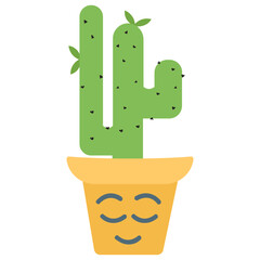 
A cactus emoticon with astonished face 
