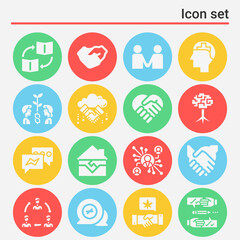 16 pack of agreements  filled web icons set