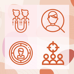 Simple set of headhunter related lineal icons