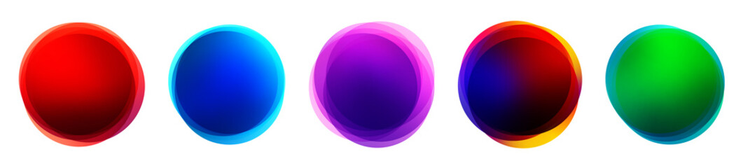 Set of isolated gradient multicolored sphere buttons.
