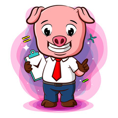 A pig stand with checklist and to do list