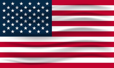 Flag of the USA, the United States of America. Illustration of waving USA flag.
