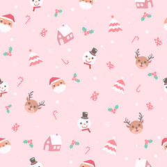 Christmas seamless pattern pink 
