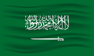 Illustration of waving Saudi Arabia flag. Vector Illustration.