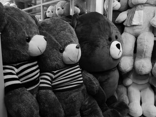 Happy and sad teddy bears