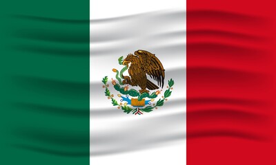 Illustration of waving Mexico flag. Vector Illustration.