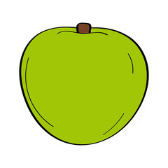 Apple. Hand drawn doodle icon. Colorful vector illustration isolated on white background. Decoration for greeting cards, posters, patches, prints for clothes, emblems.