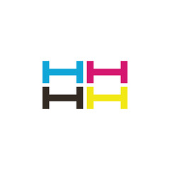 Four H letter with CMYK color logo design vector