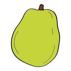 Pear. Hand drawn doodle icon. Colorful vector illustration isolated on white background. Decoration for greeting cards, posters, patches, prints for clothes, emblems.