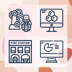 Simple set of facility related lineal icons