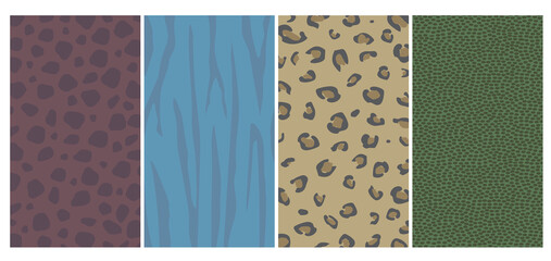 Set of animal skin texture vectors. Animal skin pattern background. Abstract illustration design