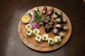 Russian sushi rolls set