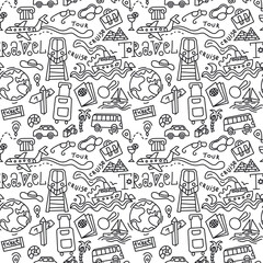 travel doodles pattern
