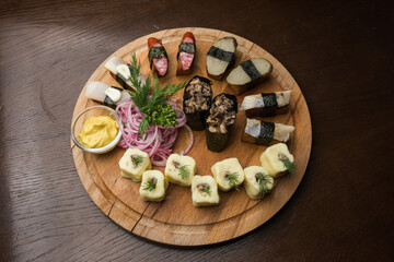 Russian sushi rolls set