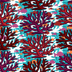 Beautiful Coral Vector Seamless Surface Pattern Design
