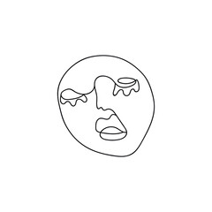 girl with closed eyes continuous outline. girl In sweet languor.stylized girl face in one line print on t-shirt.girl face minimalism style single one lineart vector.girl face sexy