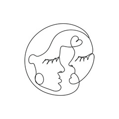 lovers stylized in one line print print on t-shirt. sign love one line.stylized pair portrait of two in a minimalist style, faces drawn in one continuous line, lovers of a gay 