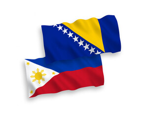 Flags of Bosnia and Herzegovina and Philippines on a white background