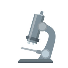 Microscope. Scientific equipment of laboratory. Education and science. Magnifying glass. Flat cartoon icon. Study of the microcosm