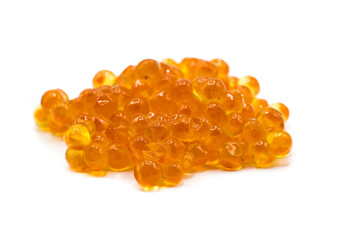 Orange caviar isolated on white background