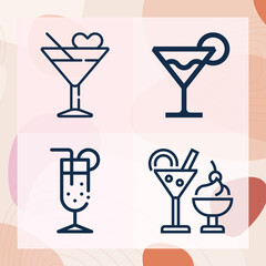Simple set of cocktail related lineal icons